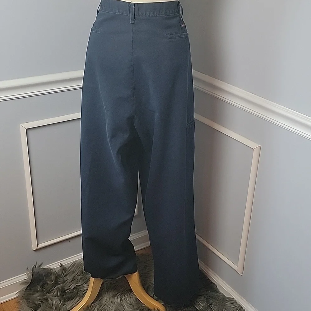 DICKIES Navy Blue Classic Flat Front Reinforced Knee Chino Workwear Casual Pants